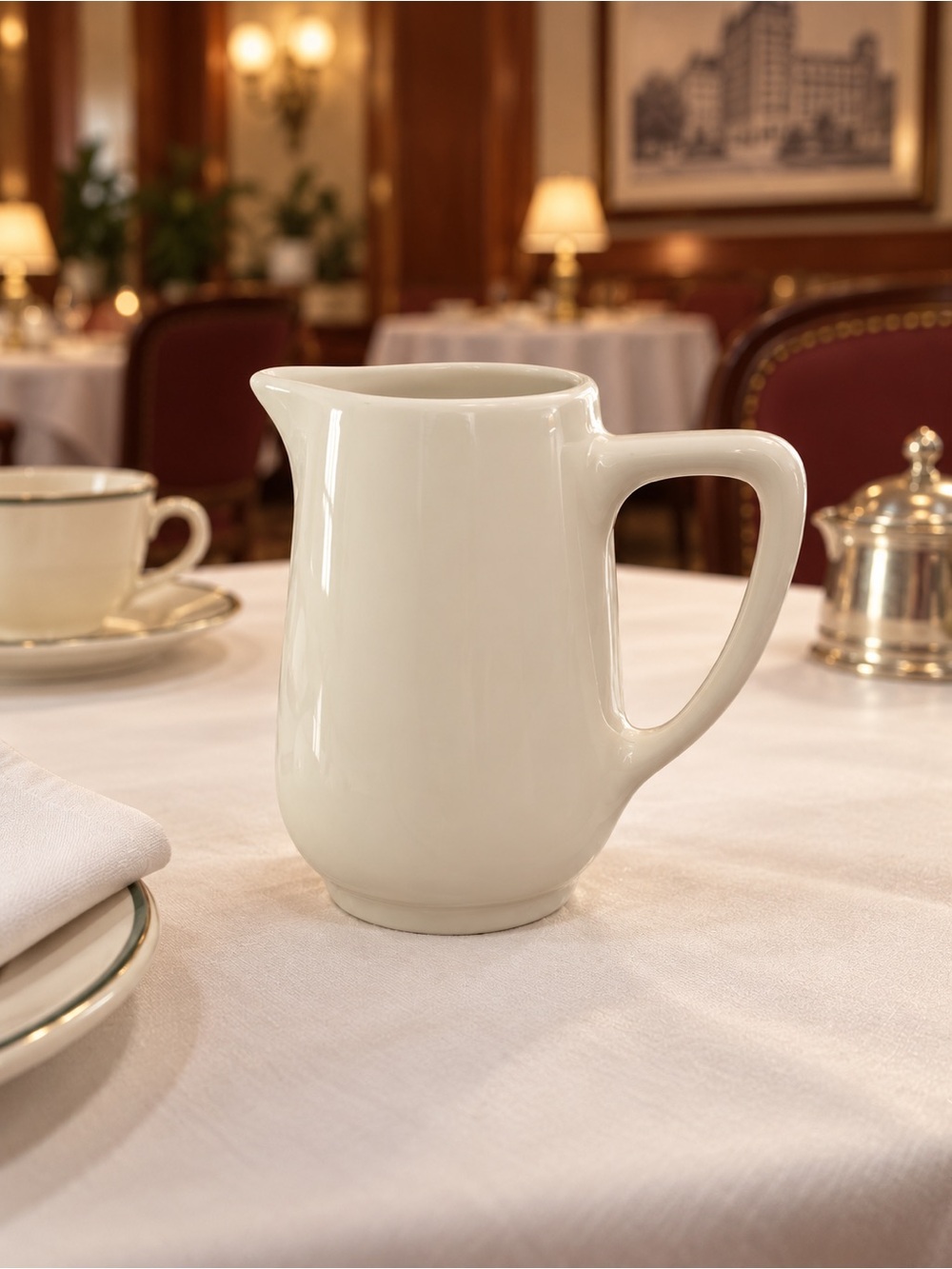 Vintage Hall China USA Restaurant Ware Creamer Small Pitcher Mid Century Ivory